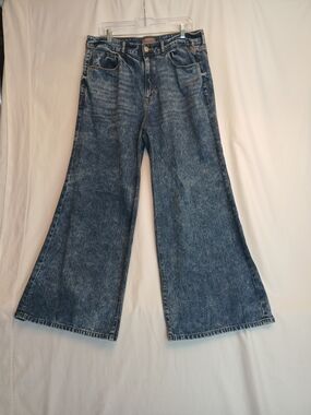 Dark Blue Acid Wash Wide Leg High Rise Jeans 14R NWOT